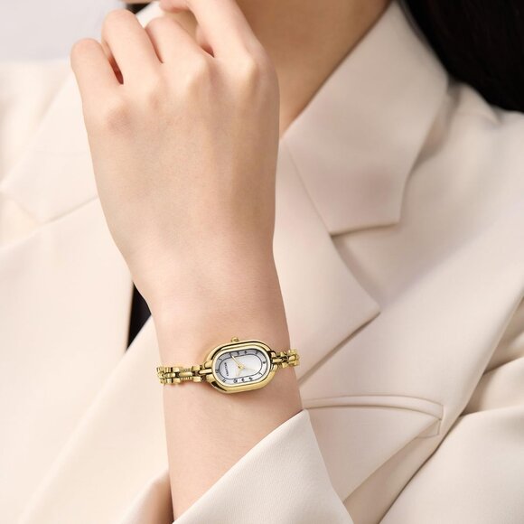 Cheetah Women's Gold White Gold Bangle Small Vintage Bracelet Waterproof Watch - Picture 6 of 13